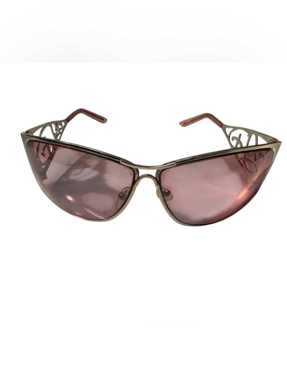 Designer High End Retro Christian Dior Metal Women's Sunglasses Pink Lenses